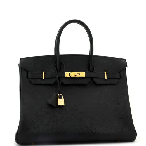 Pre-owned Hermes Hermes Birkin Handbag Black Ardennes With Gold Hardware 35 In Black