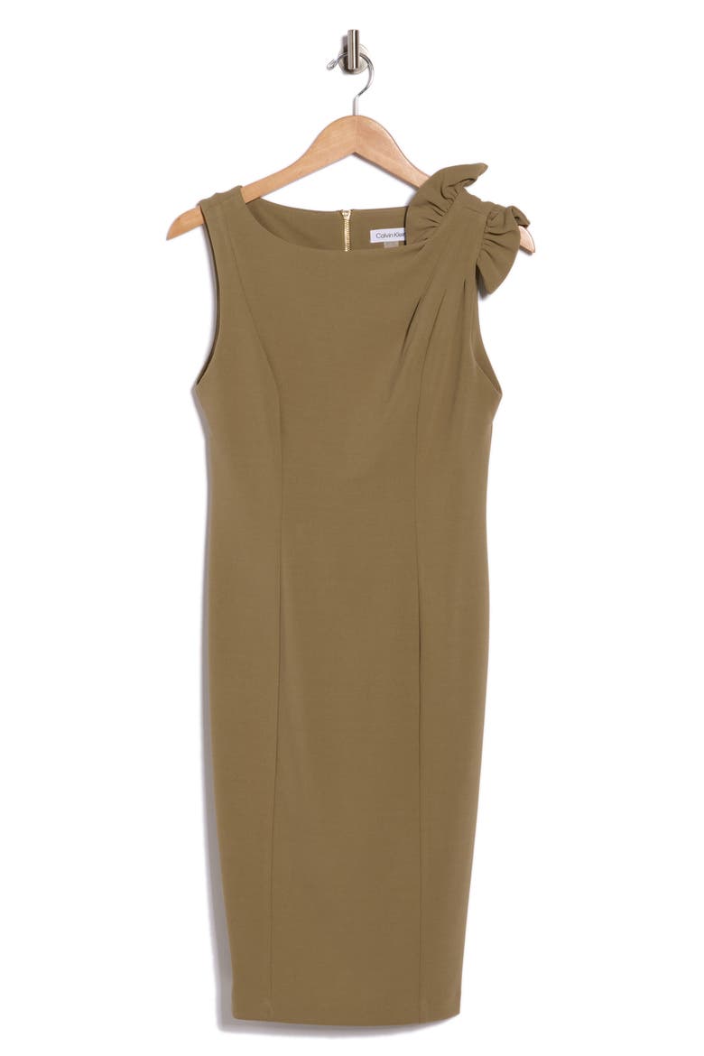 Bow Sheath Dress, Alternate, color, LIGHT OLIVE