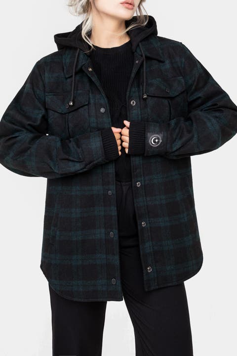 Trellis Hooded Check Shacket
