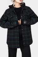 Disturbia Trellis Hooded Check Shacket