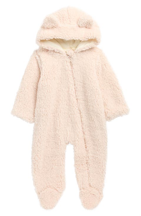 Bear Faux Shearling Hooded Footie (Baby)