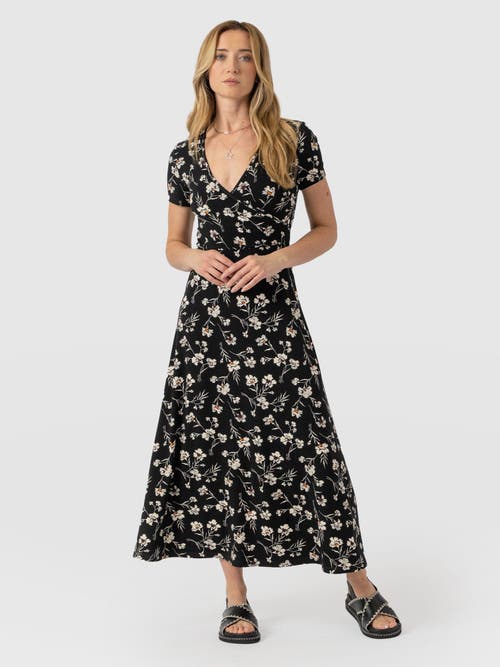 Shop Saint + Sofia Maggie Wrap Short Sleeve Midi Dress