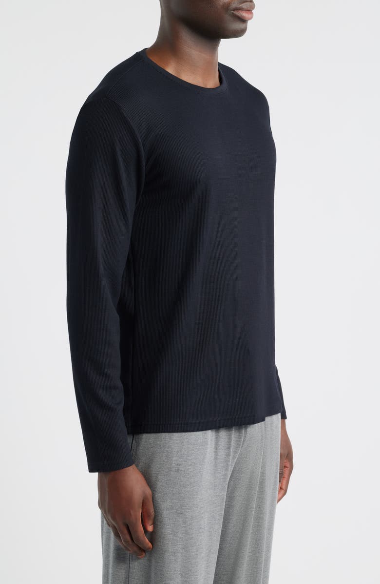 Tommy John Waffle Knit Pajama Top, Alternate, color, Black