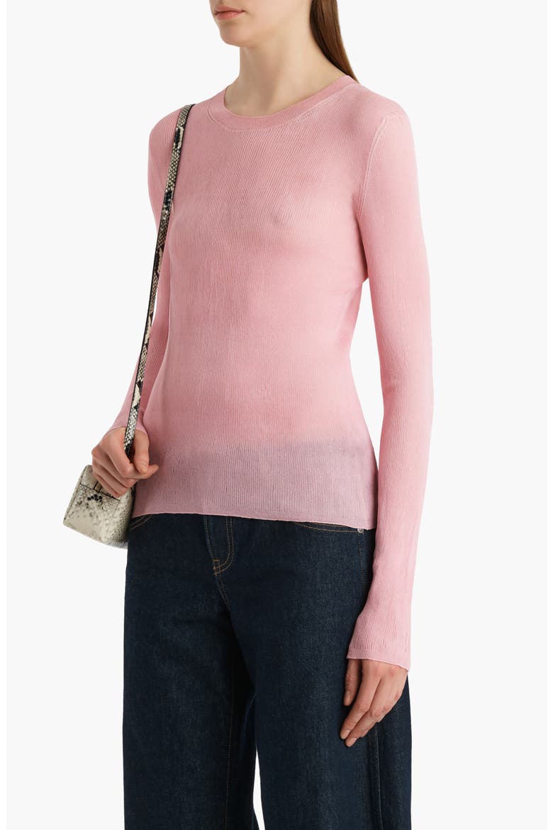 Mosi Long Sleeve Silk Tulle Top, Alternate, color, ROSEWATER