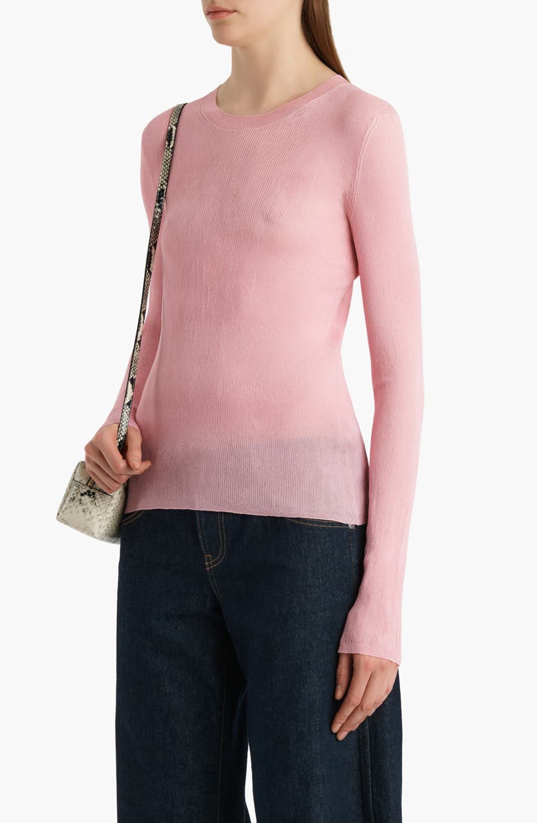 Khaite Mosi Long Sleeve Silk Tulle Top, Alternate, color, Rosewater