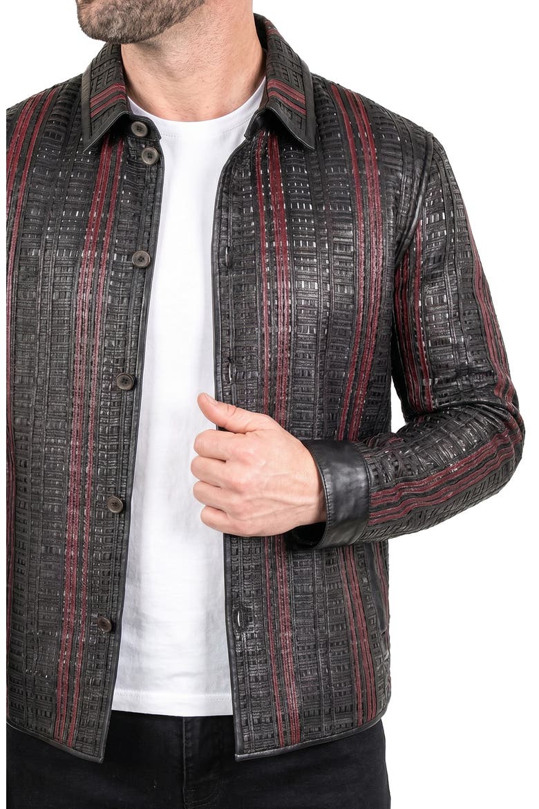 Leather Basket Weave Jacket, Alternate, color, BLACK