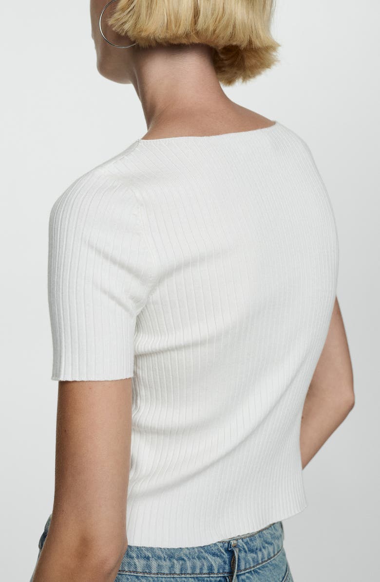 MANGO Short Sleeve Rib Knit Top, Alternate, color, 