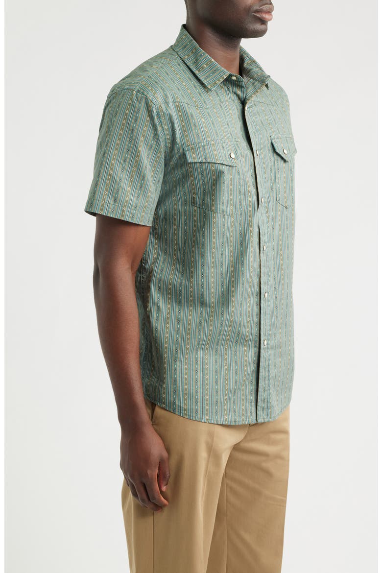 Laramie Short Sleeve Snap-Up Western Shirt, Alternate, color, HARDING STRIPE BLUE