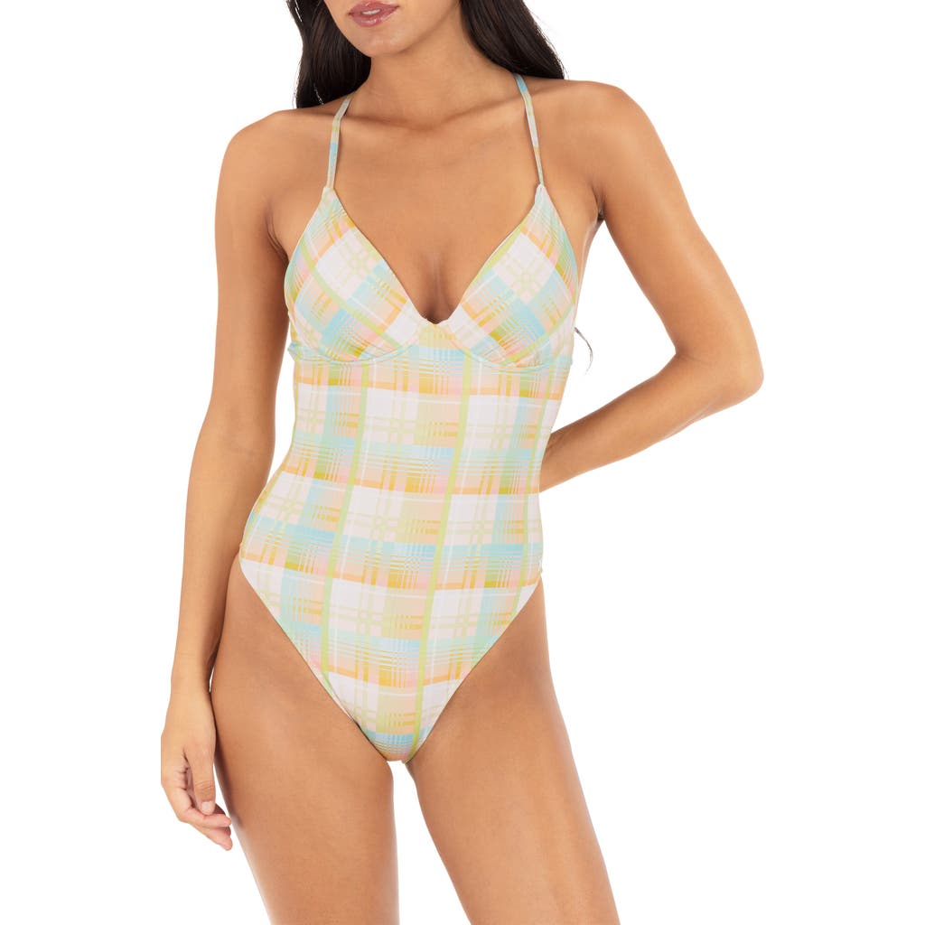 Hurley Vacay Plaid Underwire One-piece Swimsuit In Multi