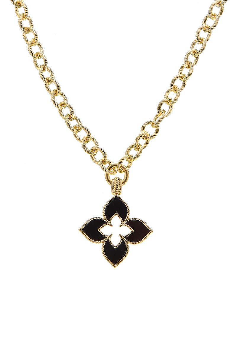 Open Clover Pendant Necklace, Main, color, YELLOW/BLACK