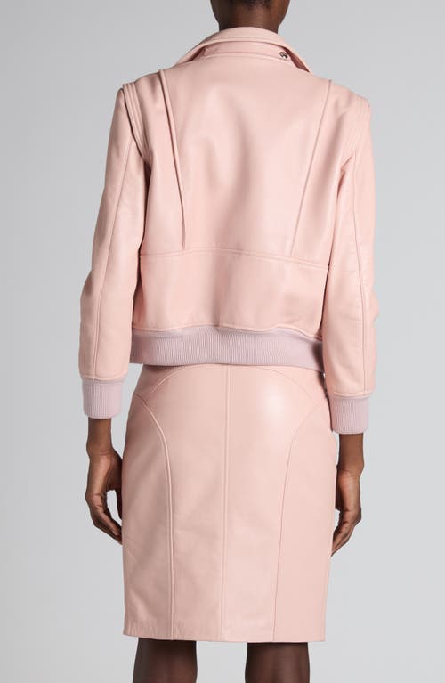 Tom Ford Lambskin Leather Moto Jacket In Powder Pink