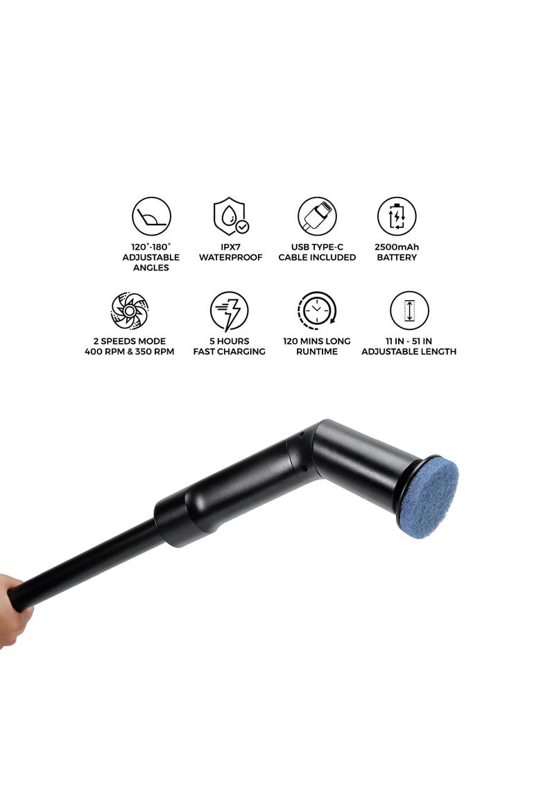Rechargeable Electric Scalable Scrubber Brush, Alternate, color, Black