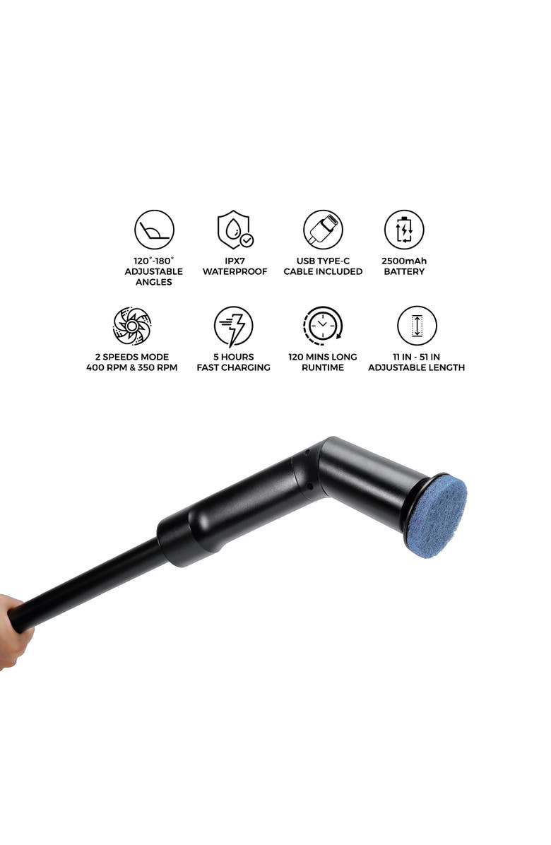 PURSONIC Rechargeable Electric Scalable Scrubber Brush, Alternate, color, Black