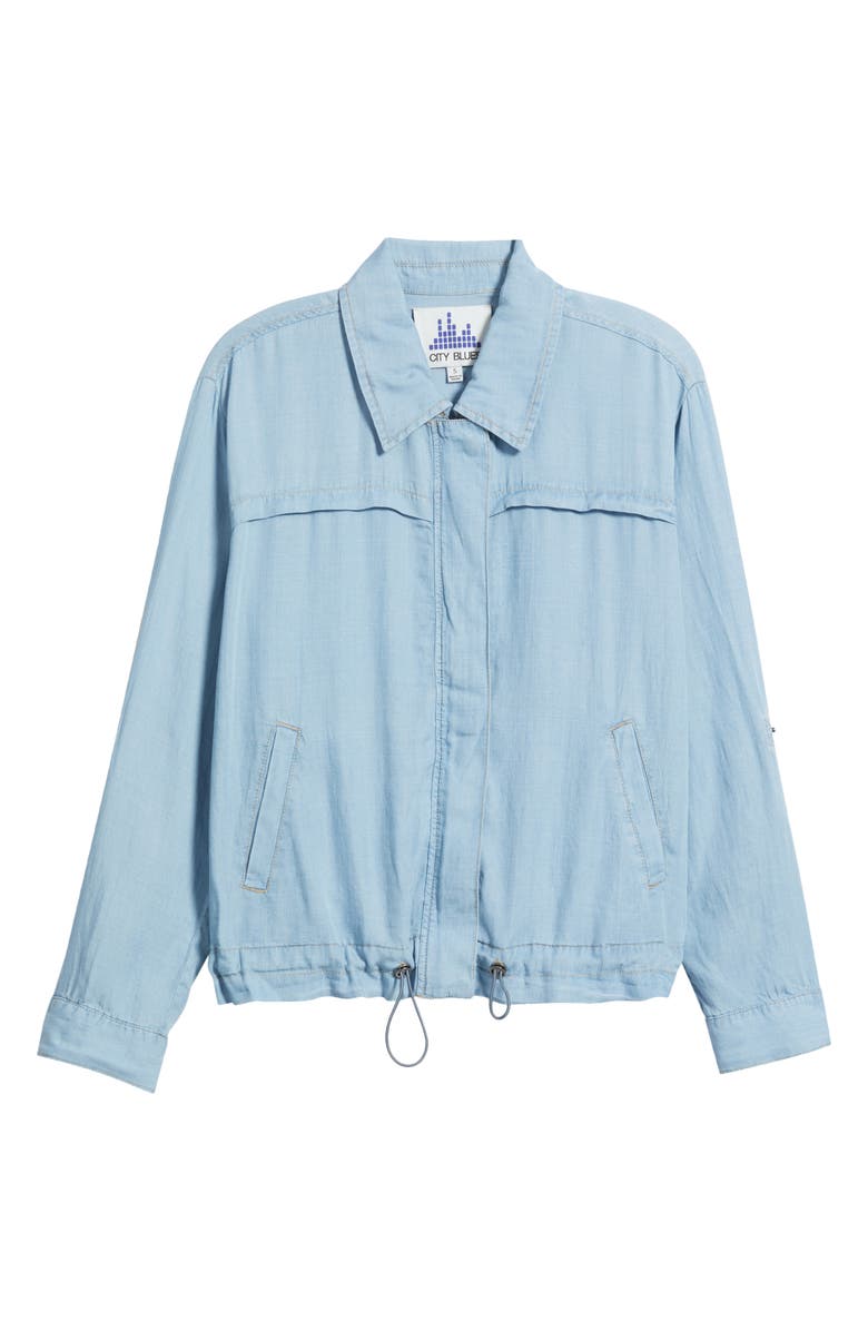 CITY BLUES Zip Front Shirt Jacket, Alternate, color, Light Indigo