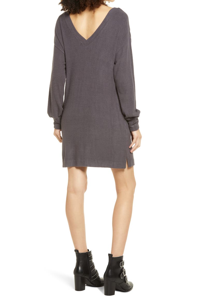 Double-V Long Sleeve Knit Dress, Alternate, color, DK CEMENT