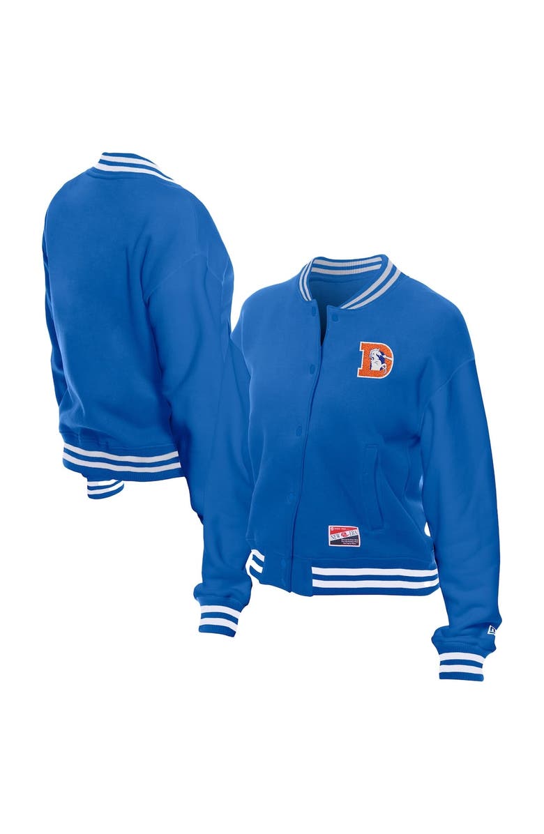 New Era Women's New Era  Royal Denver Broncos Throwback Fleece Full-Snap Jacket, Main, color, Royal