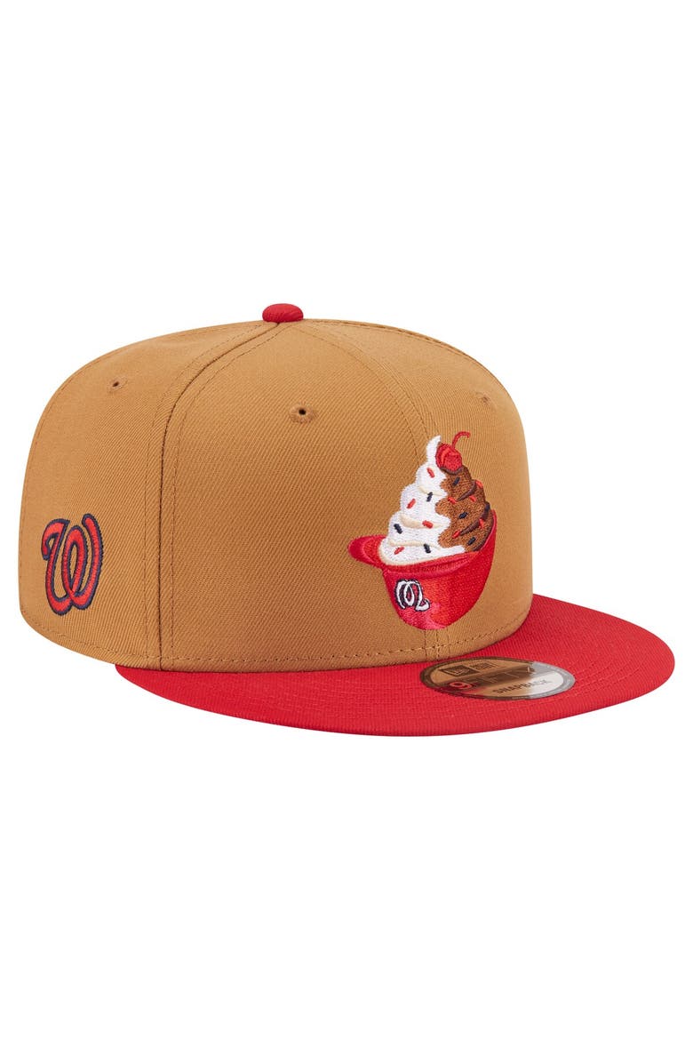 Men's New Era Khaki/Red Washington Nationals Ice Cream 9FIFTY Snapback Hat, Main, color, Khaki