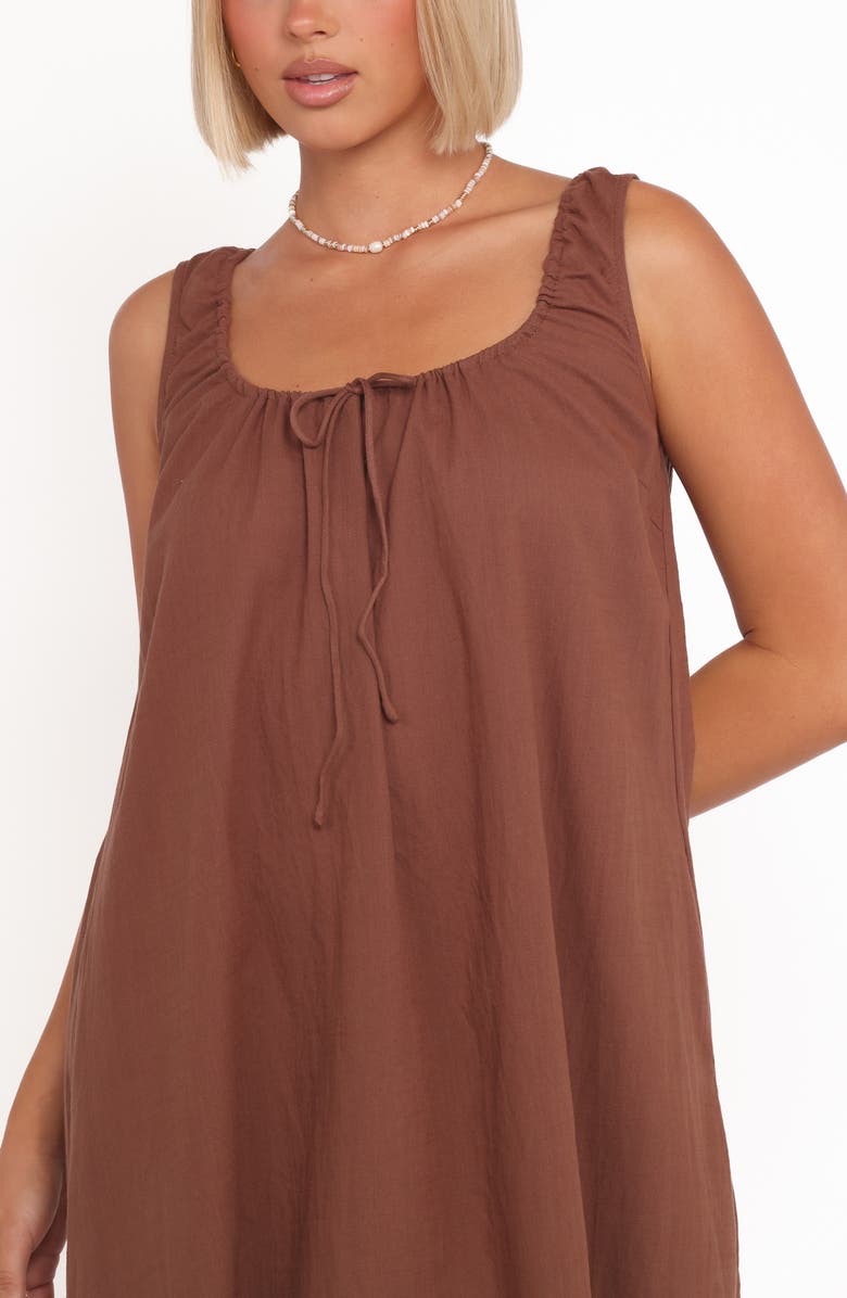 Petal & Pup Bowman Cotton Midi Dress, Alternate, color, Chocolate Brown