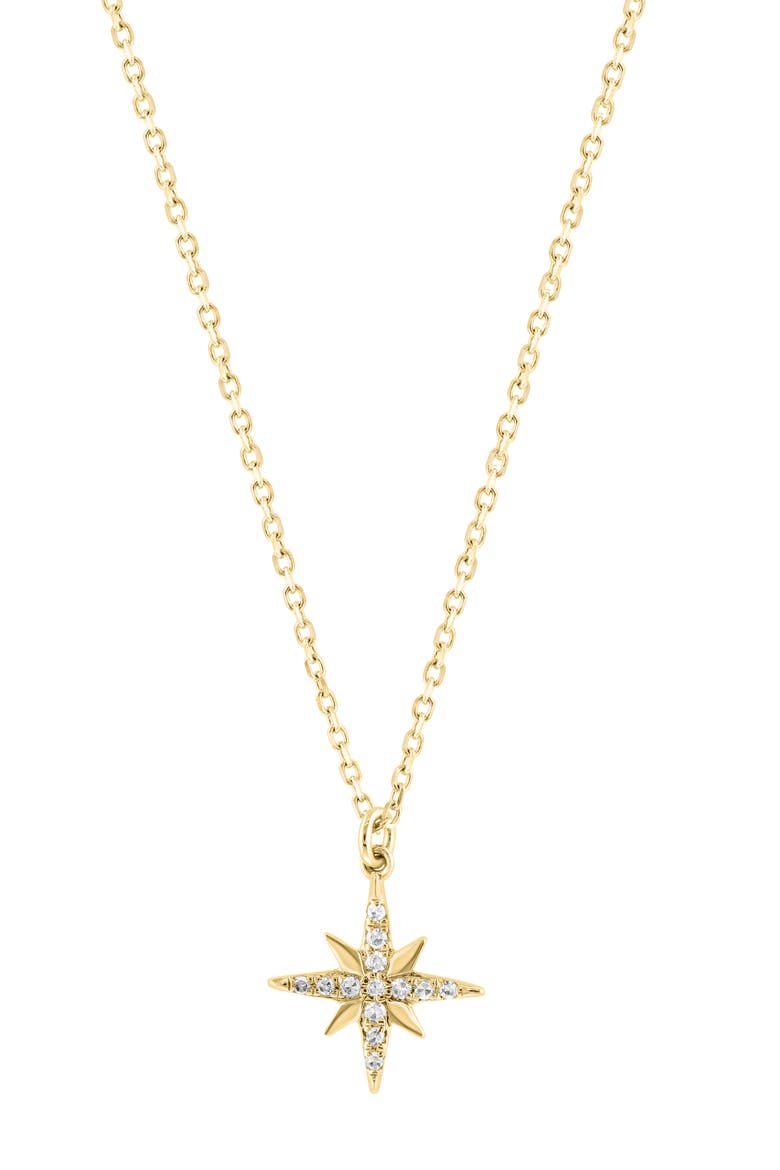 14K Gold Plated Sterling Silver Pavé Diamond Star Pendant Necklace, Alternate, color, GOLD