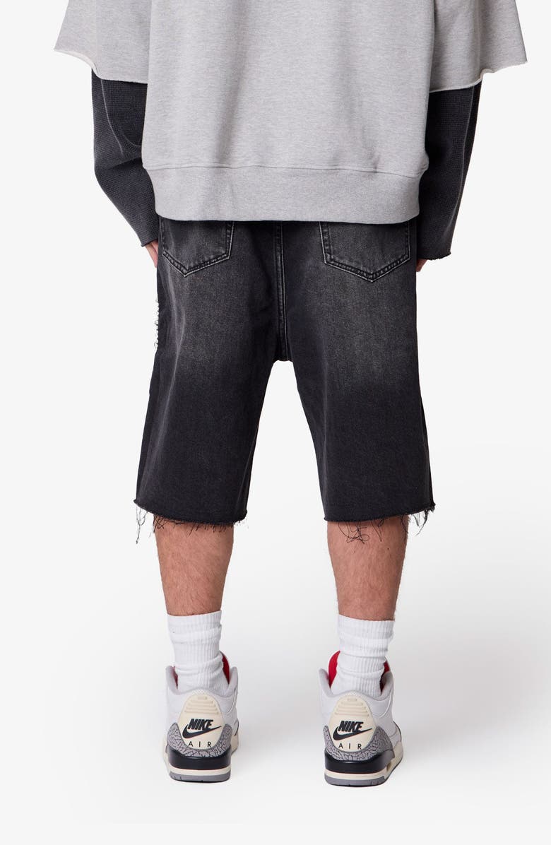 mnml Baggy Mojave Embellished Cutoff Denim Shorts, Alternate, color, 