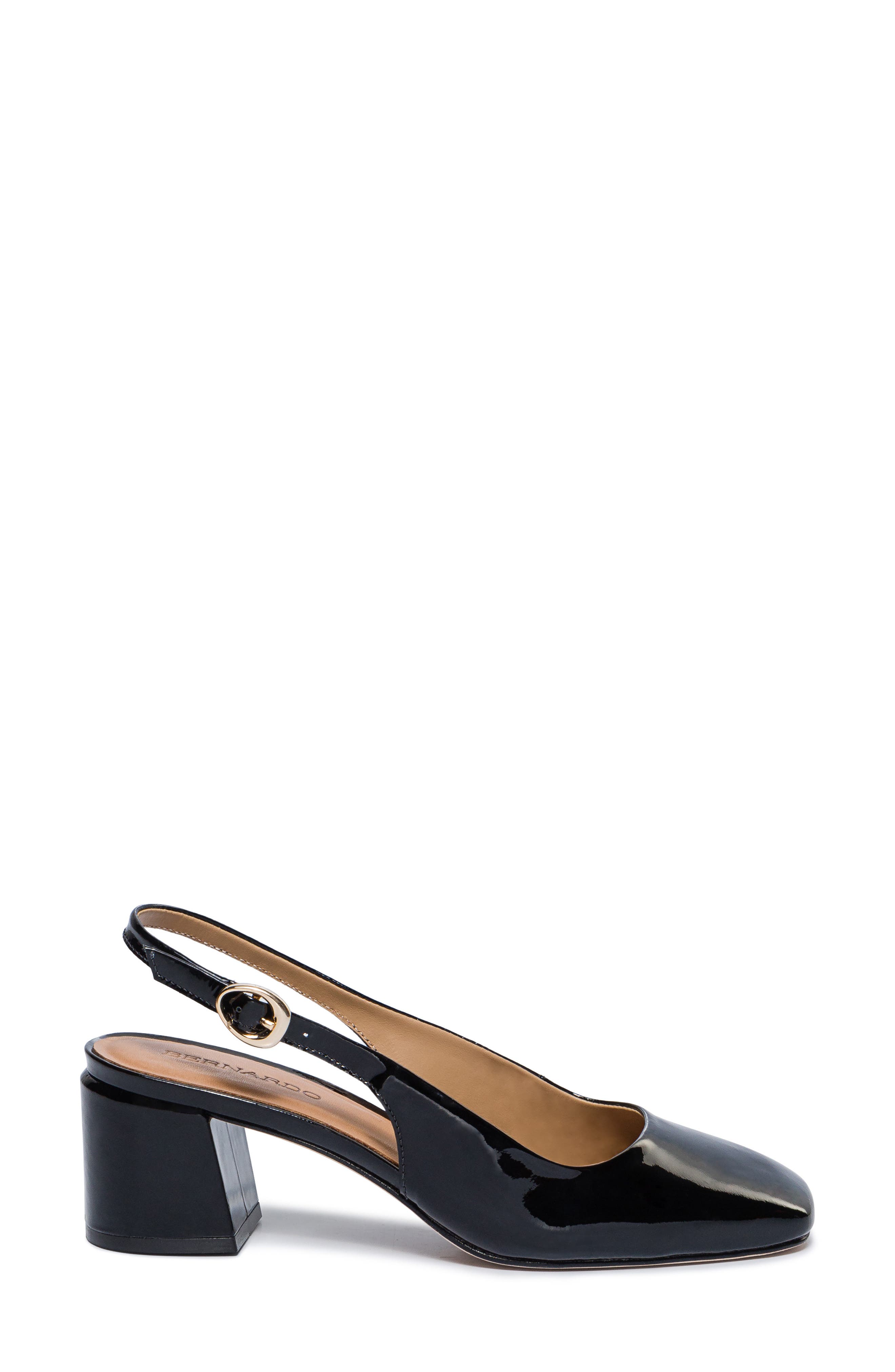 Bernardo Alexia Slingback Pump, Alternate, color, Black Soft Patent