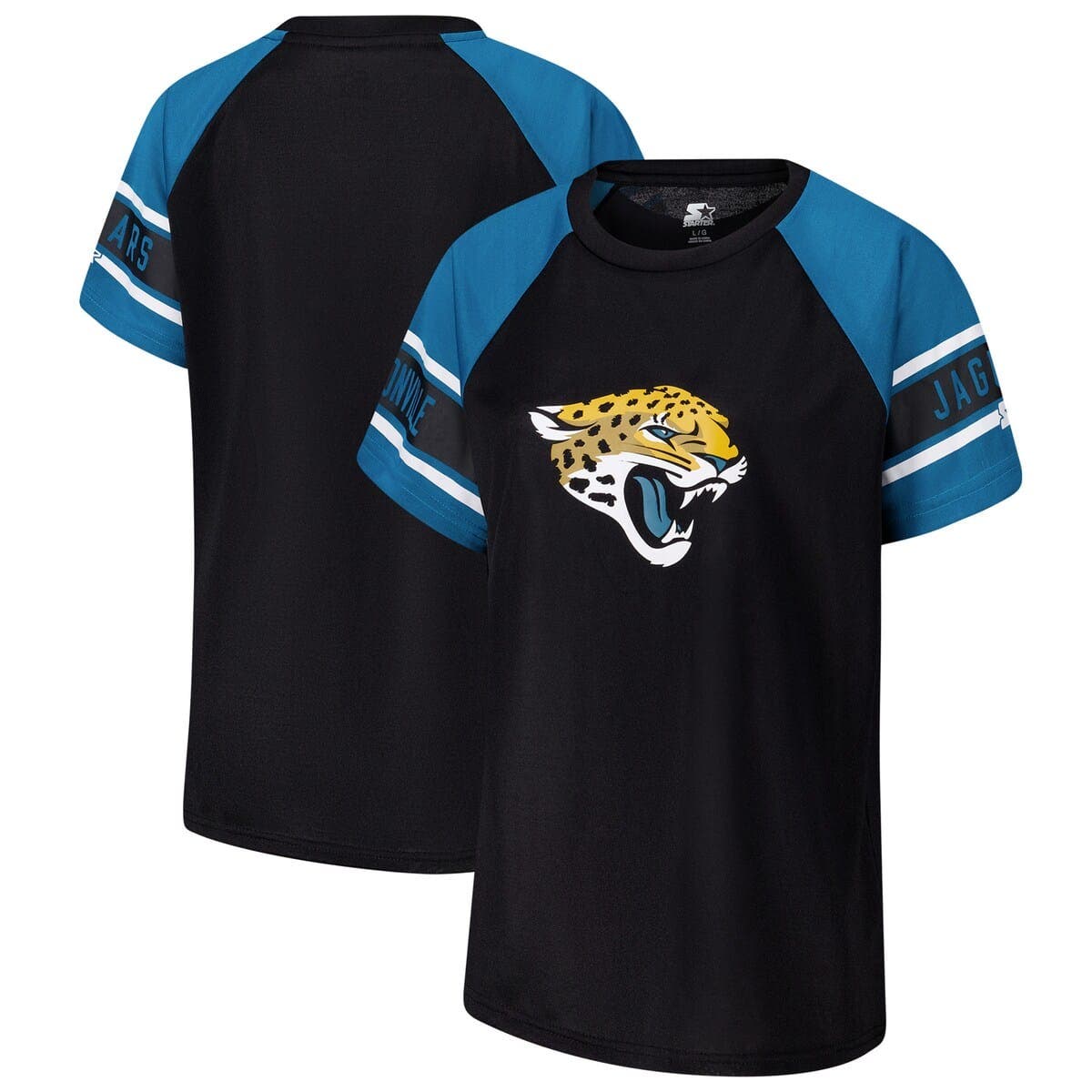 Starter Black Jacksonville Jaguars 1st Rounder Color Block Raglan Top