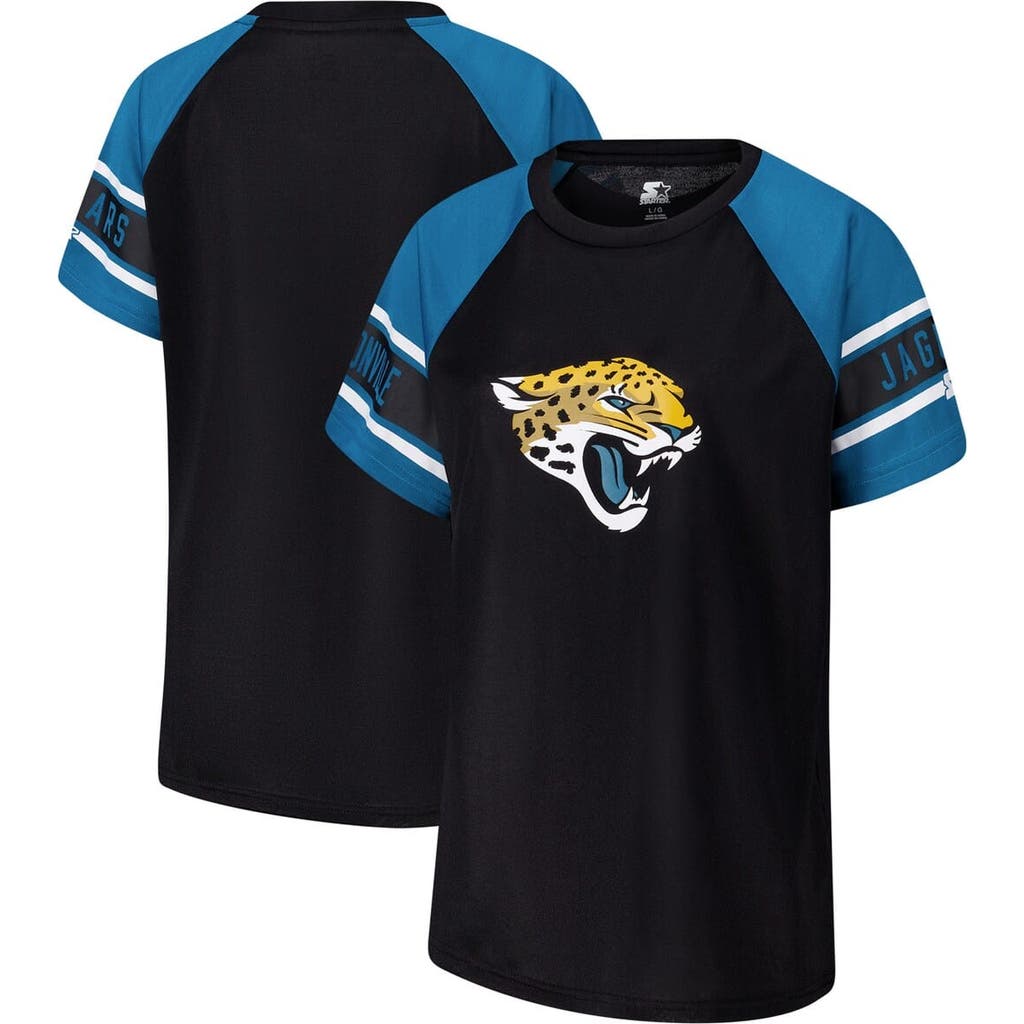 Starter Black Jacksonville Jaguars 1st Rounder Color Block Raglan Top