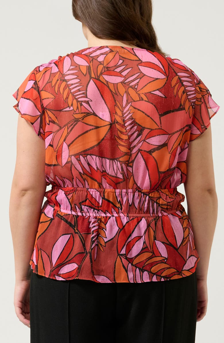 Estelle Aster Print V-Neck Peplum Top, Alternate, color, Print