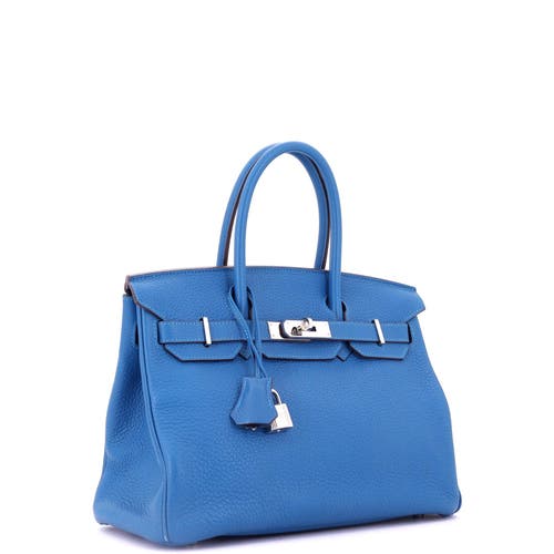 Pre-owned Hermes  Hermes Birkin Handbag Blue Clemence With Palladium Hardware 30 In Blue