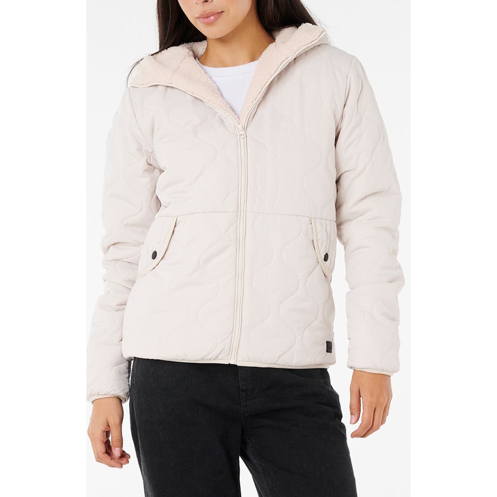 Rip Curl Anti-series Anoeta Classic Quilted Hooded Jacket In White
