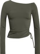 MPG Cloud Off the Shoulder Drawstring Detail Top