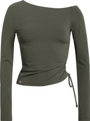 MPG Cloud Off the Shoulder Drawstring Detail Top