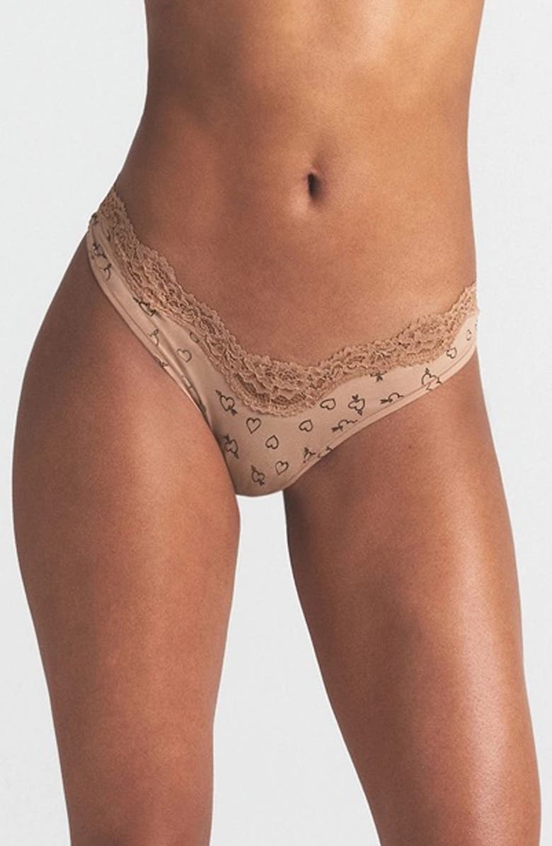 SKIMS 5-Pack Fits Everybody Lace Dipped Thong, Alternate, color, Onyx And Sketched Hearts