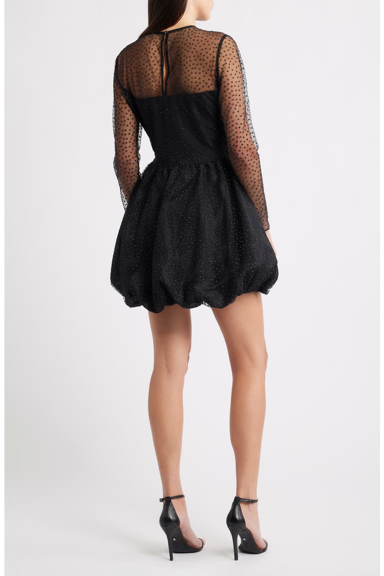 Saoirse Stud Long Sleeve Minidress, Alternate, color, BLACK