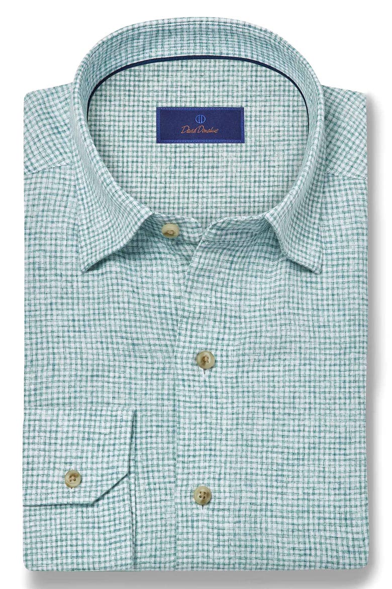 Linen Check Sport Shirt, Alternate, color, WHITE/ GREEN