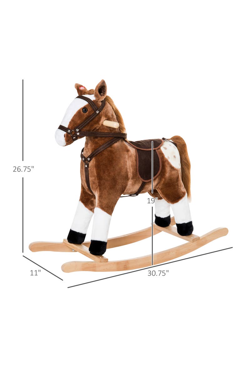 Kids Plush Toy Rocking Horse with Realistic Sounds, Alternate, color, Brown