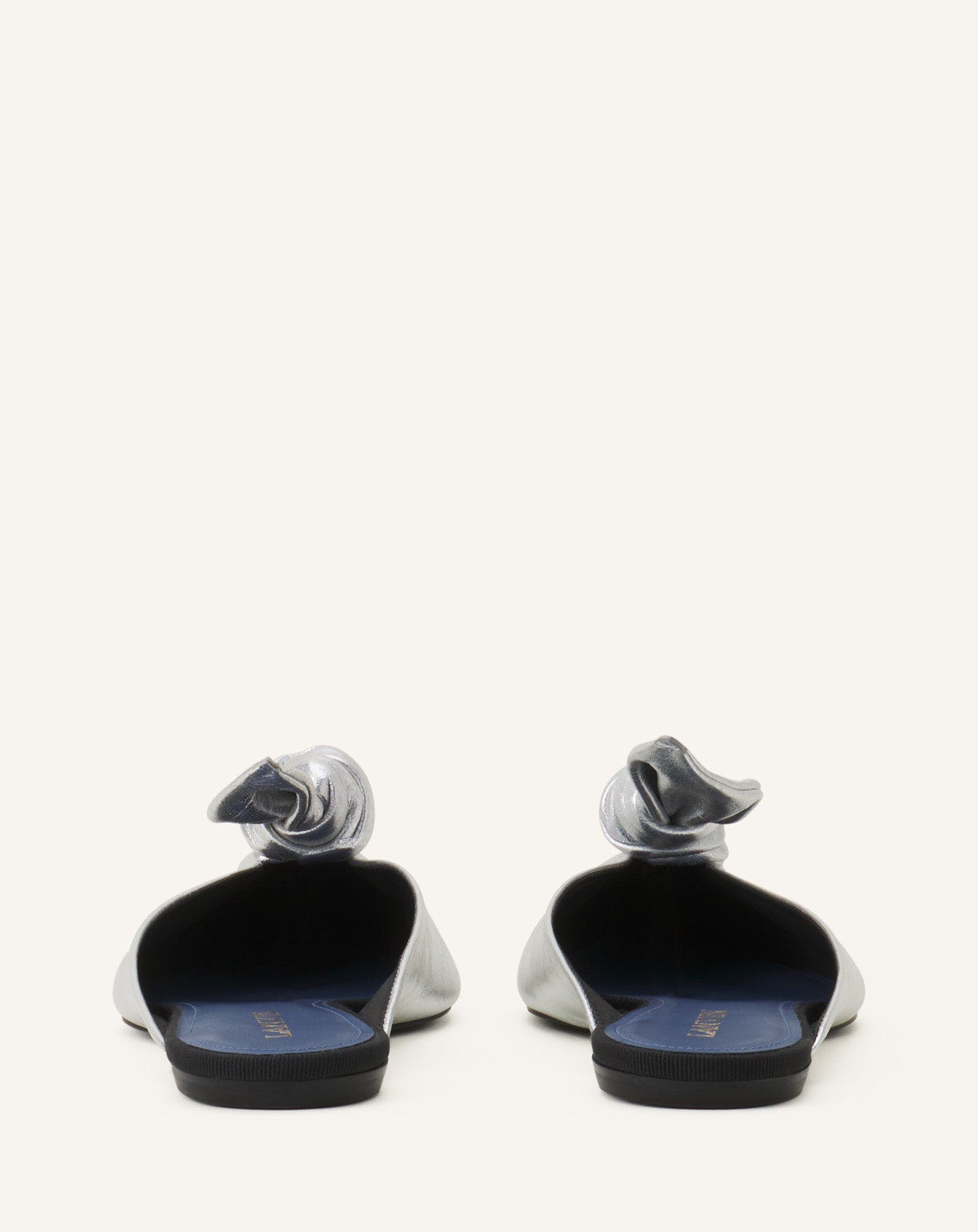 Lanvin MIDNIGHT STEP BOW MULE IN METALLIC LEATHER, Alternate, color, 