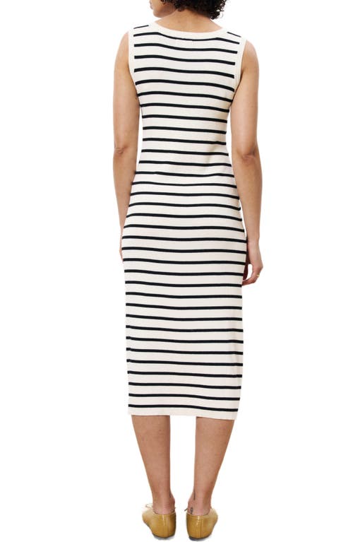 Frnch Nacera Knit Striped Tank Midi Dress In Cream In Creme