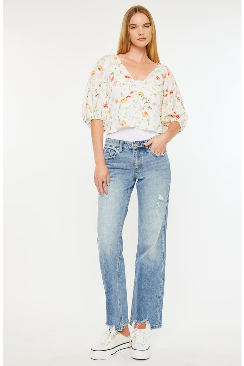 Thalia Mid Rise True Straight Leg Jeans, Alternate, color, Medium Wash