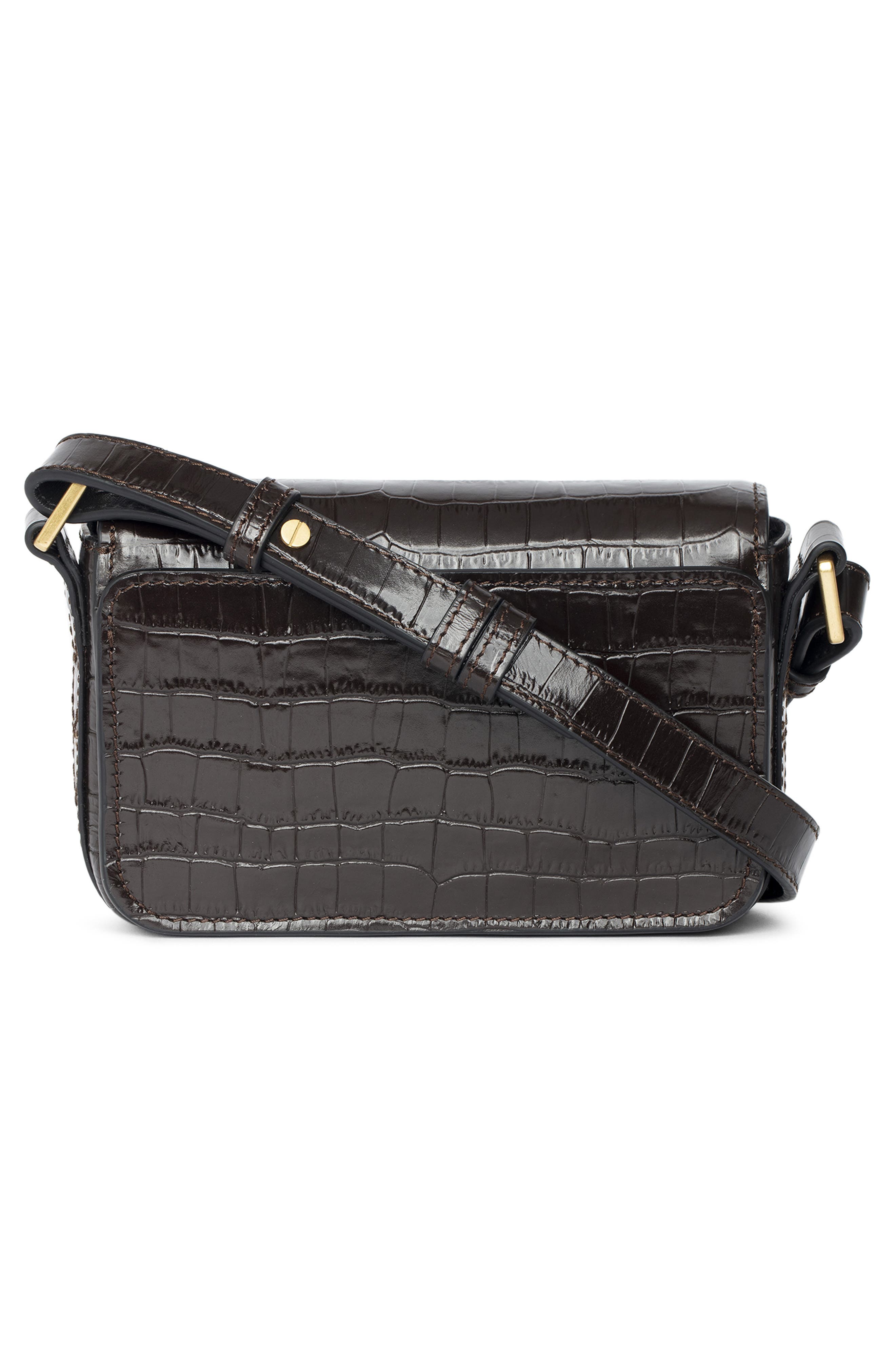 Zadig & Voltaire Le Zazi Croc Embossed Crossbody Bag, Alternate, color, 