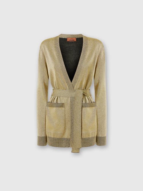 Shop Missoni Glitter-effect Viscose Cardigan With Belt In Black & Gold
