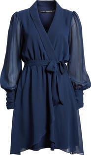 Julia Jordan Long Sleeve Chiffon Faux Wrap Dress
