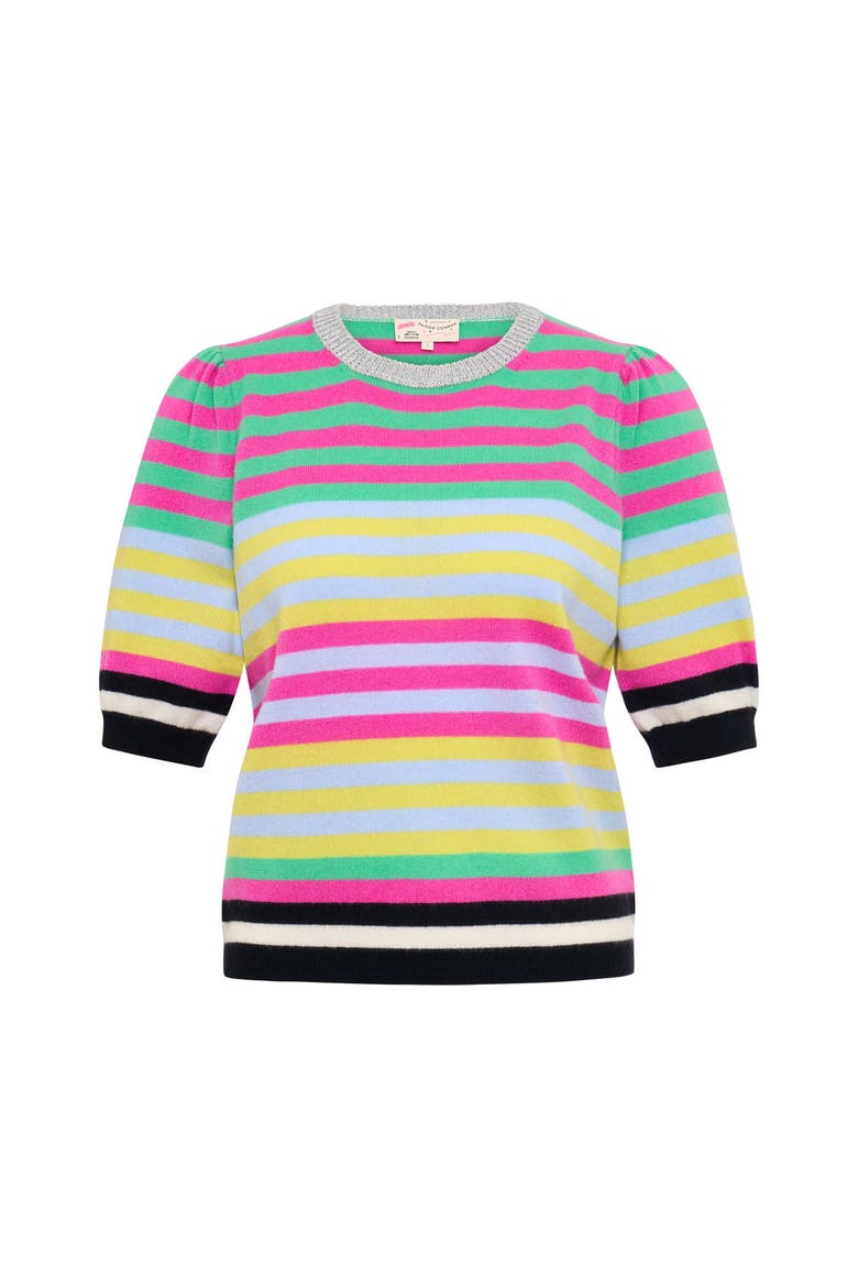 Short Sleeve Multi Colored Striped Pullover, Main, color, Multicolour