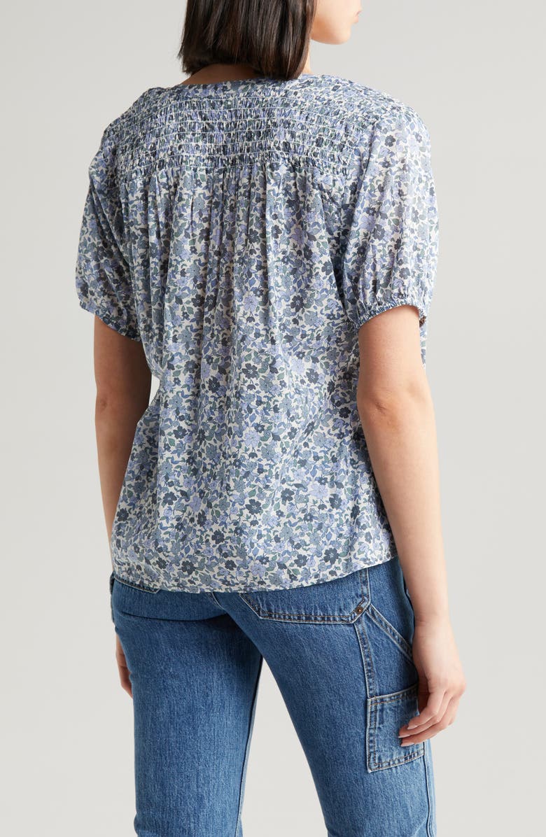 Lucky Brand Floral Print Cotton Peasant Top, Alternate, color, 