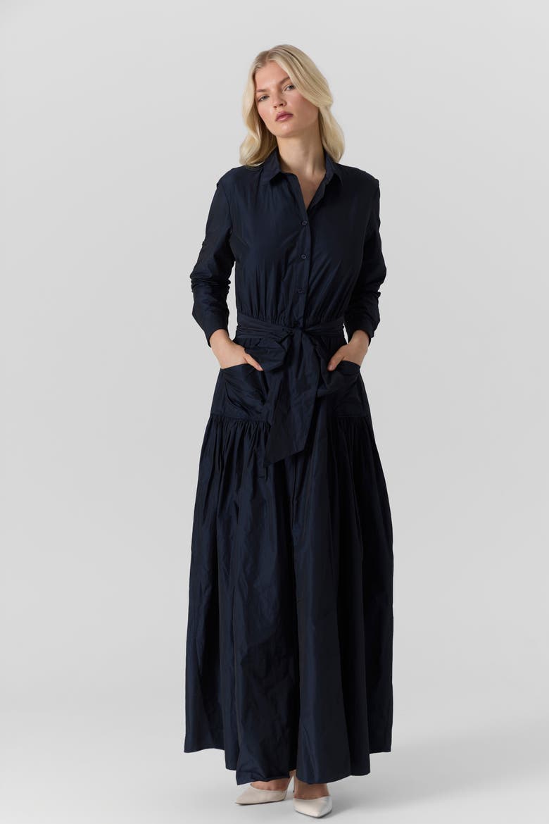 Bella Belted Dress, Alternate, color, Navy