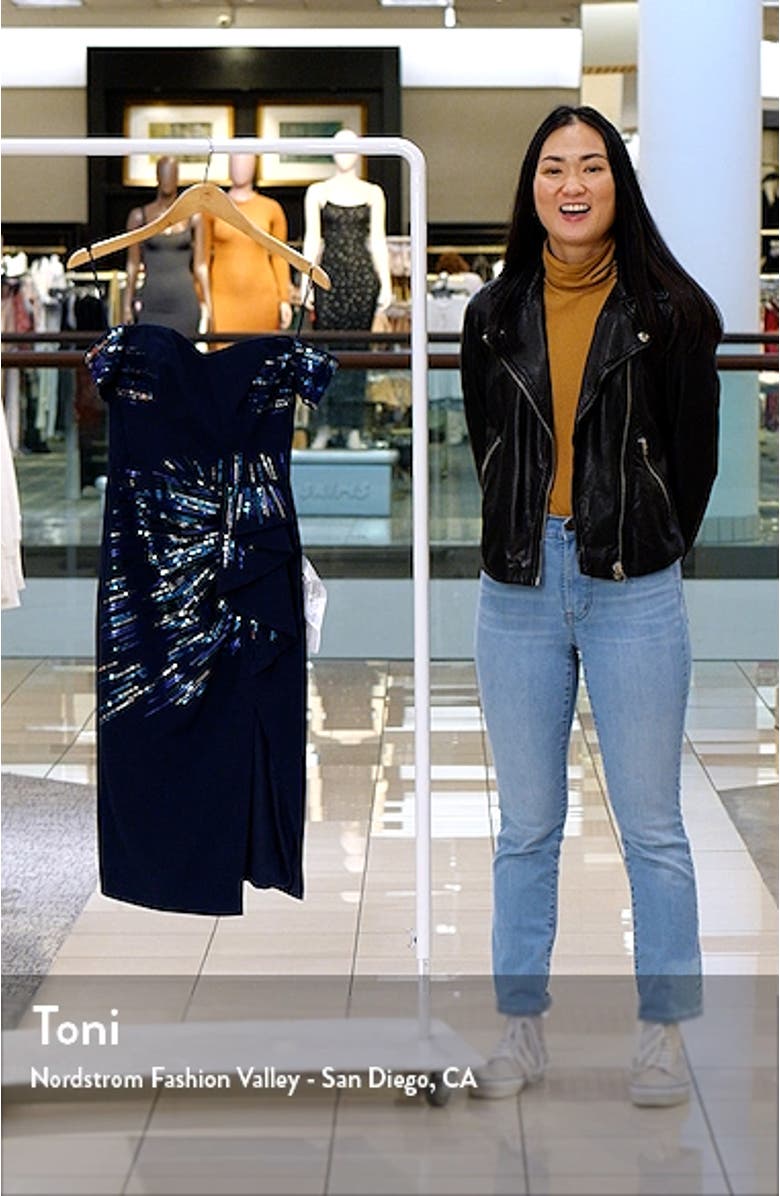 Alani Sequin Detail Off the Shoulder Midi Cocktail Dress, sales video thumbnail