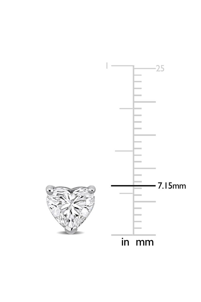2 CTW Lab-Grown Diamond Heart Stud Earrings 14k, Alternate, color, White Gold