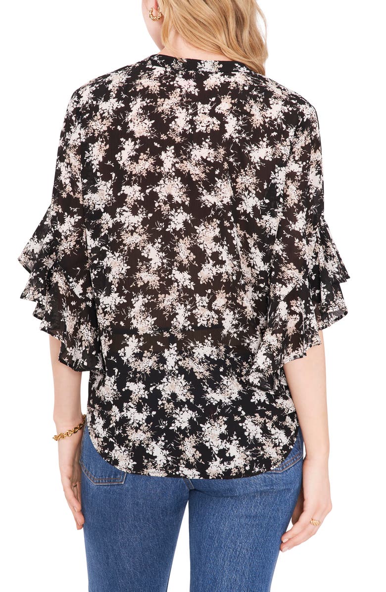 Vince Camuto Ruffle Sleeve Split Neck Blouse, Alternate, color,