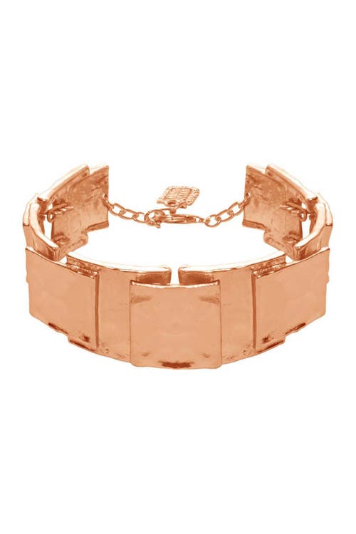 Karine Sultan Rose Gold Plated Shiny Textured Square Bracelet In Rose Gold