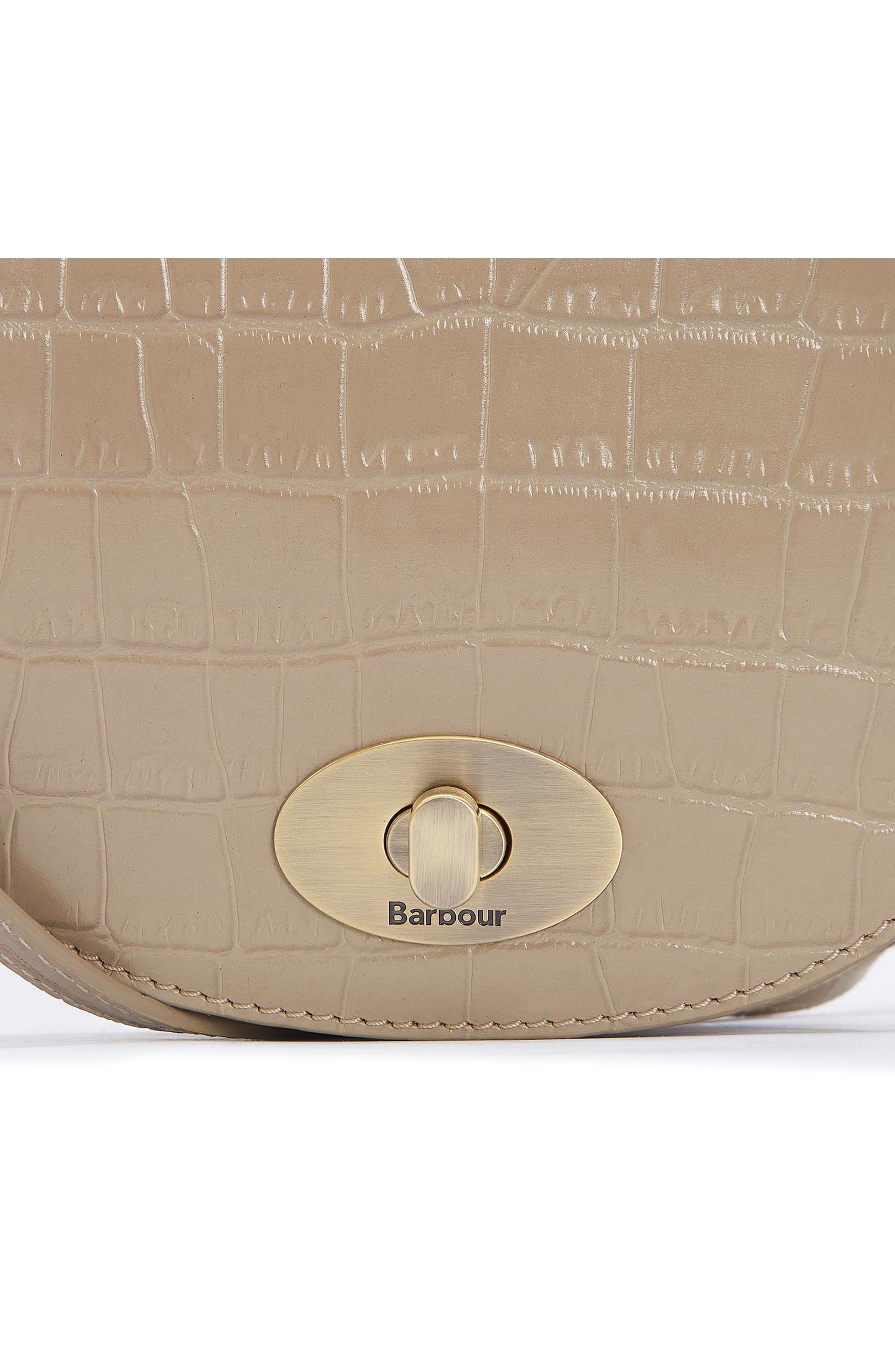 Barbour Eilein Croc Embossed Leather Saddle Crossbody Bag, Alternate, color, 